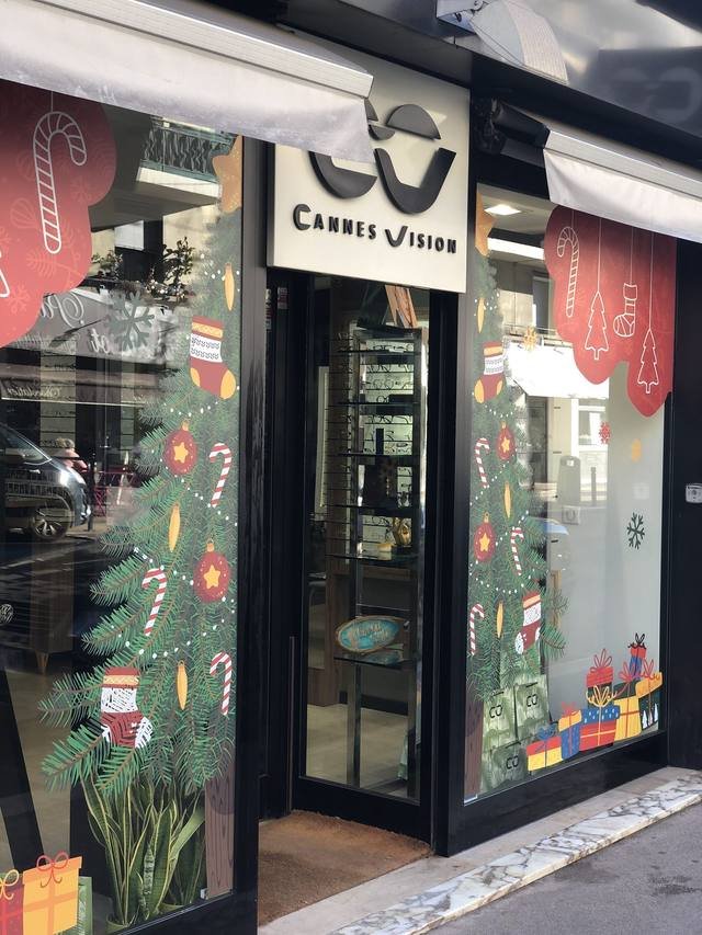 Enseigne & signalétique — Cannes Vision : decor vitrine noel opticien