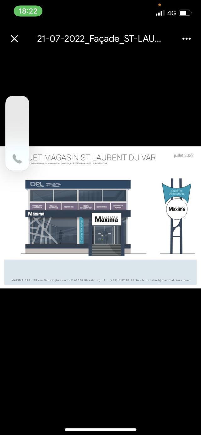 Graphisme & identité — Cuisines Maxima : simulation projet facade magasin cuisines