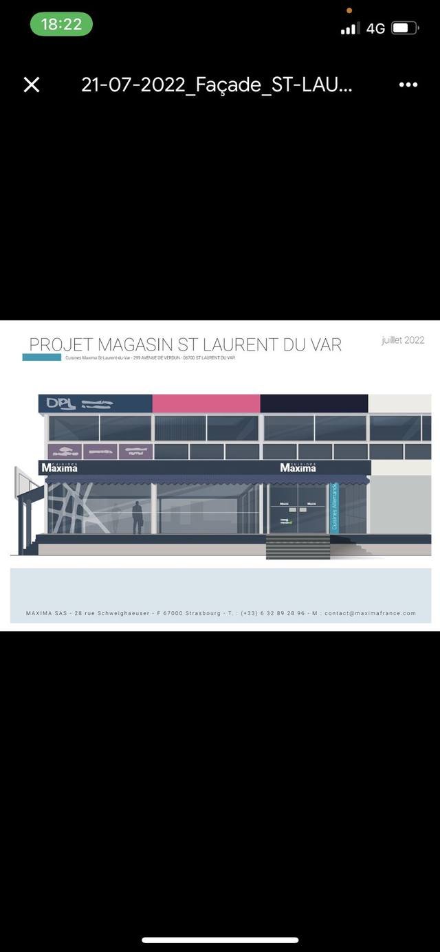 Graphisme & identité — Cuisines Maxima : simulation projet facade magasin cuisines