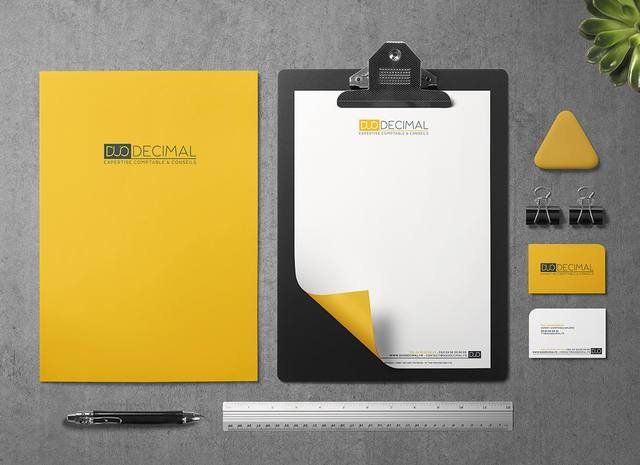 Graphisme & identité — Duo Decimal : papeterie entreprise papier entete pochette