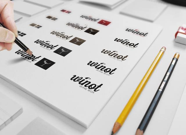 Graphisme & identité — Winot : recherche creation logo croquis