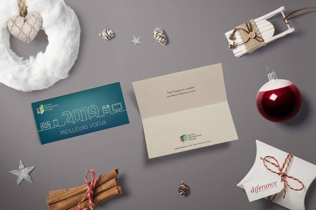 Impression grand format — SMG Sophia : carte de voeux personnalisee entreprise