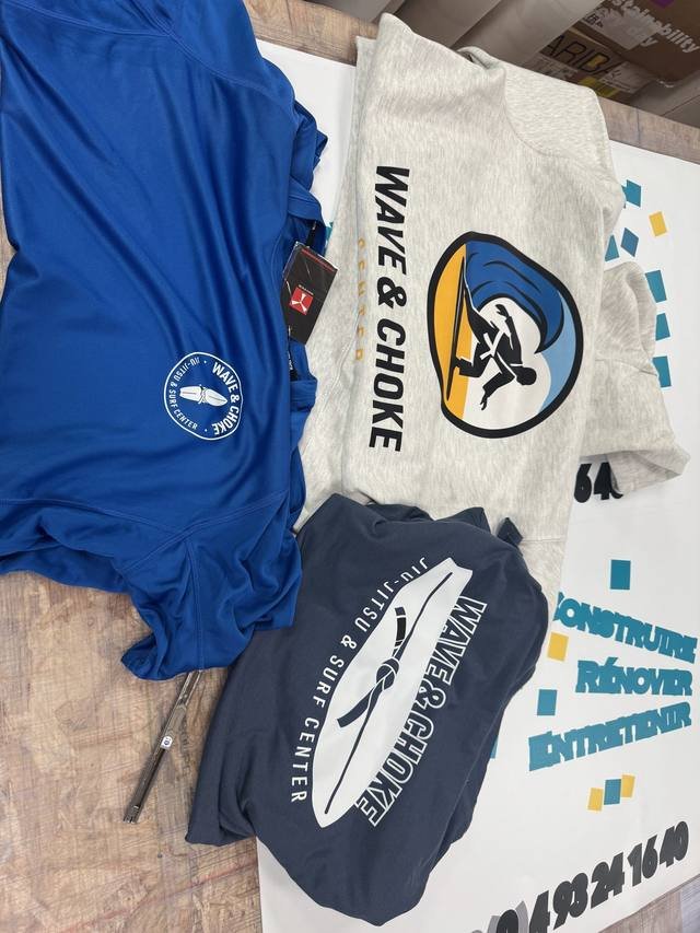 Marquage textile — Wave & Choke : flocage tshirt club jiu jitsu surf