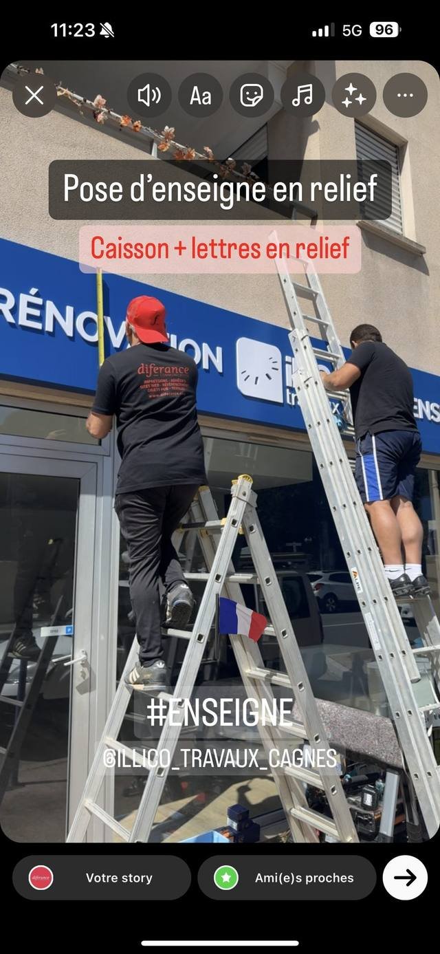 Pose & installation — illiCO travaux : pose enseigne facade equipe diferance