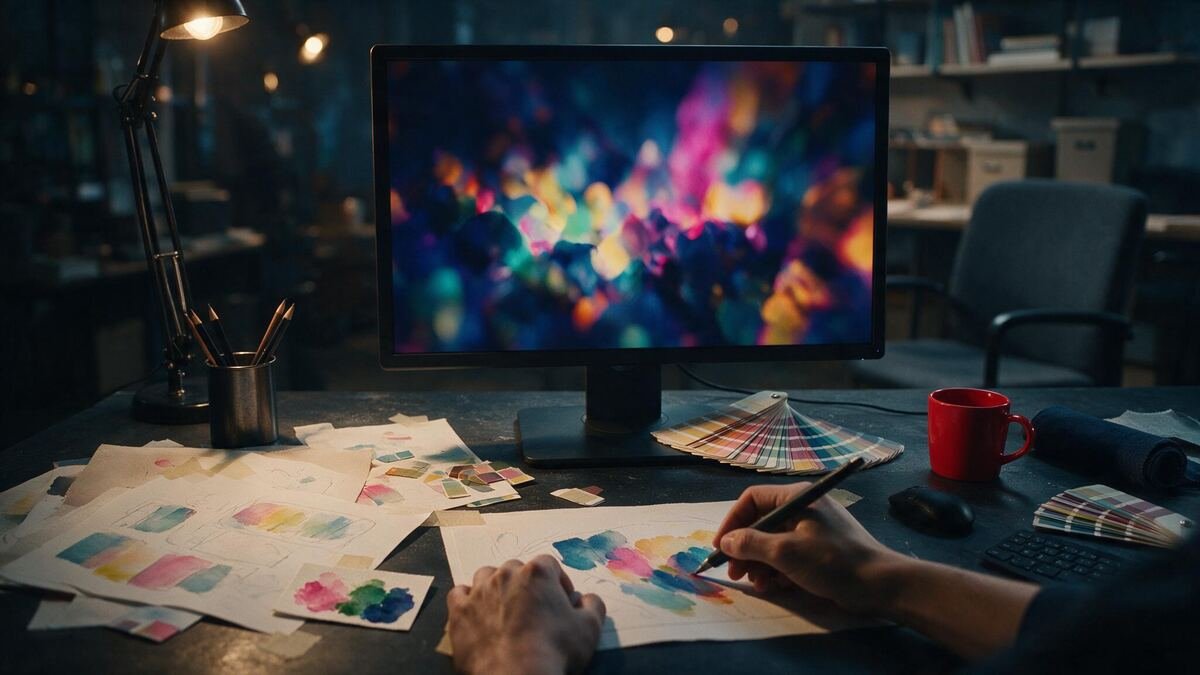 Écran affichant une création graphique en cours dans le studio de design Diferance