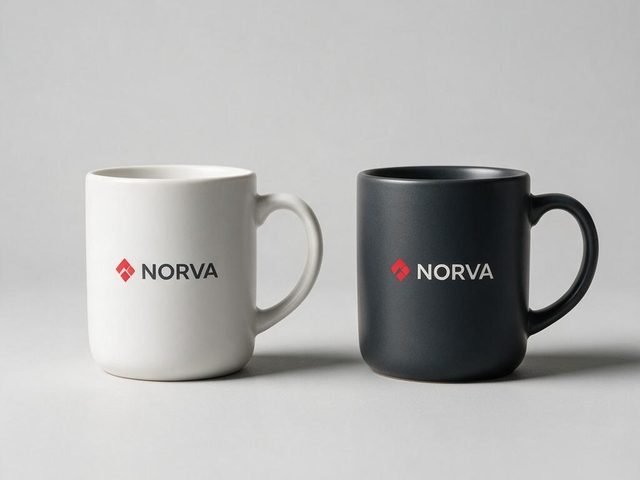 Mugs d'entreprise personnalisés au logo, blanc et anthracite