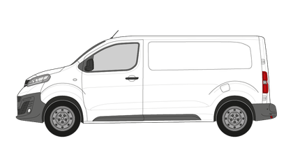 Utilitaire moyen vu de profil, carrosserie nue