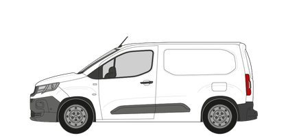 Petit utilitaire vu de profil, carrosserie nue