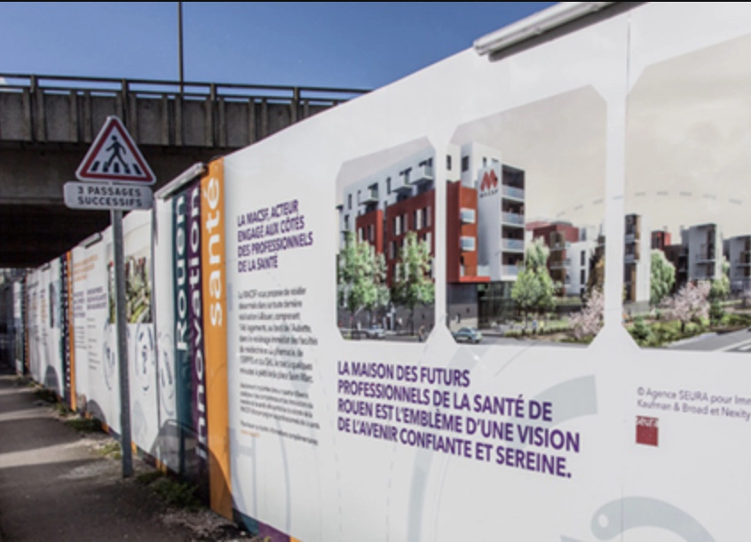 Panneau publicitaire promotionnel promotion immobilière - Habillage palissade de chantier 06